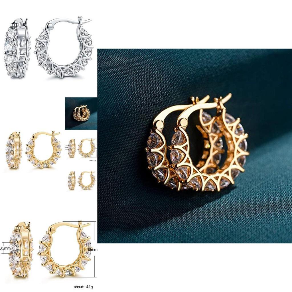 Elegant Copper Zirconia Hoop Earrings For Women With Geometric Design And French Flair