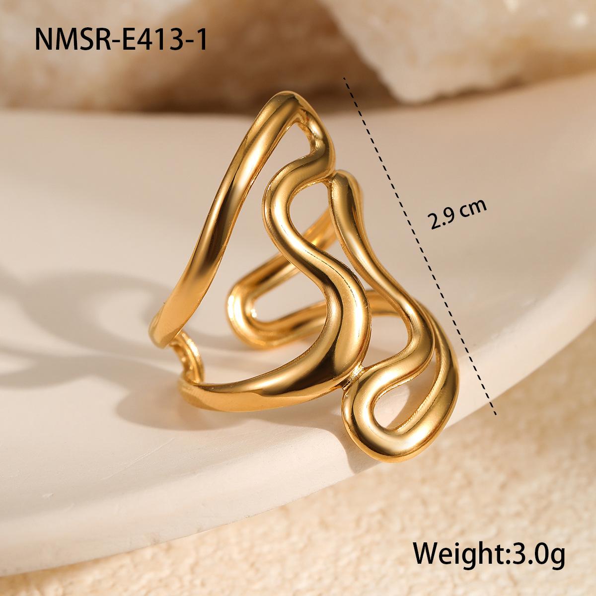 GEMCHIC Women s Minimalist Geometric Stainless Steel Rings Set Gold Plated Abstract Wavy Finger Jewelry Fashion Luxury Accessories One size fits all