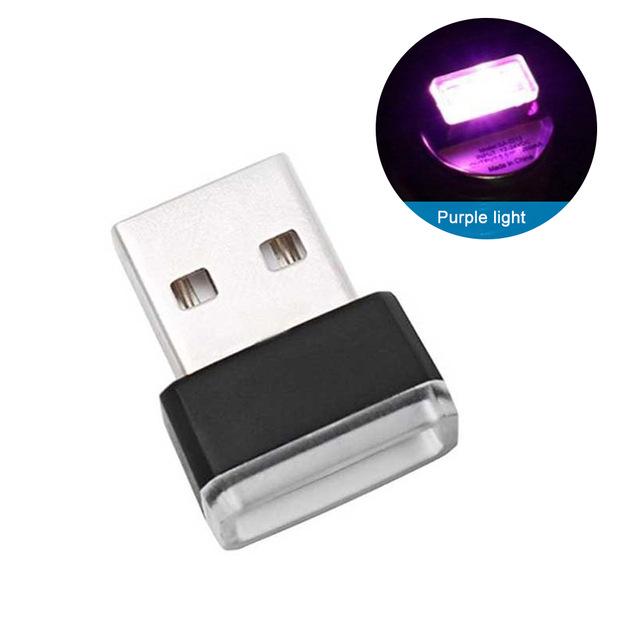 Mini USB Light LED Modeling Car Ambient Light Neon Interior Light Car Jewelry (7 kinds of light colors)
