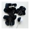 Chirimen Hair Ornaments for Coming-of-Age Ceremony, Graduation, Kimono - Tsumami Zaiku Black Silver Set with Kanzashi, Silver Balls, and Flowers