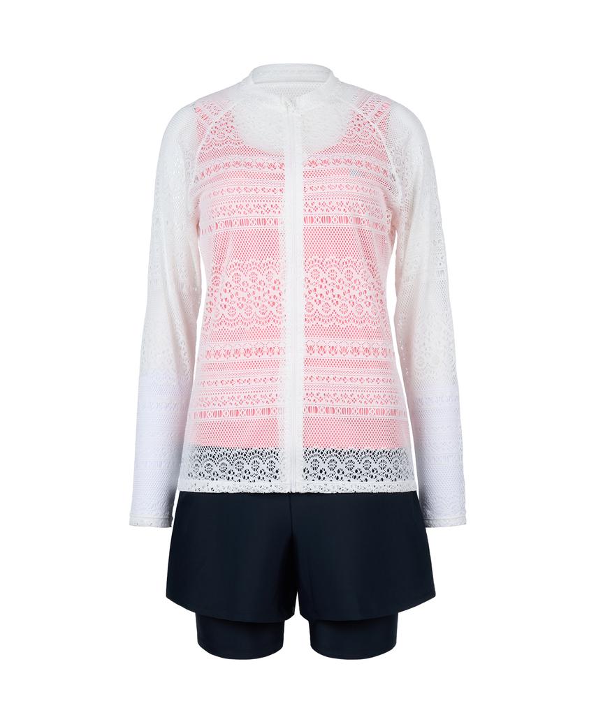 Lenomasuyeongbog Women'S Crochet Rash Guard Set Coral Rn-Ls2F526-Cr