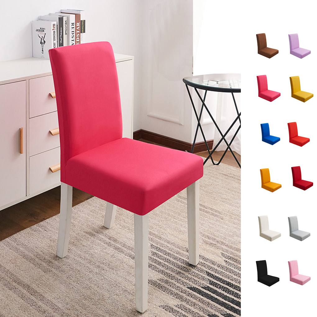 Elastic Chair Cover Removable Dust-proof Dining Room Seat Slipcover Solid Color