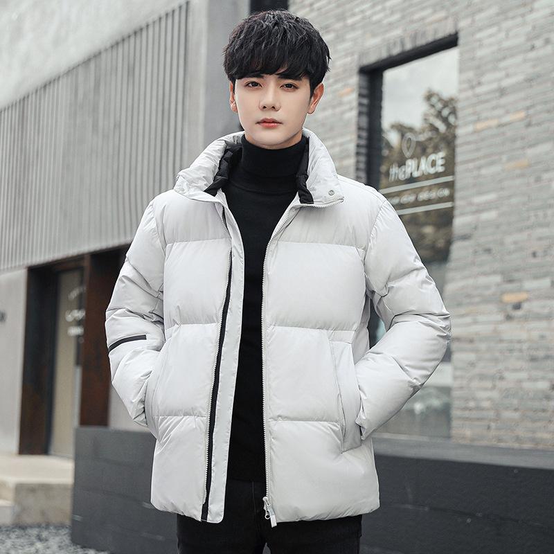 

Winter down jacket men s stand-up collar white duck down Korean version of casual trend thickened warm youth fashion jacket men s clothing M білий