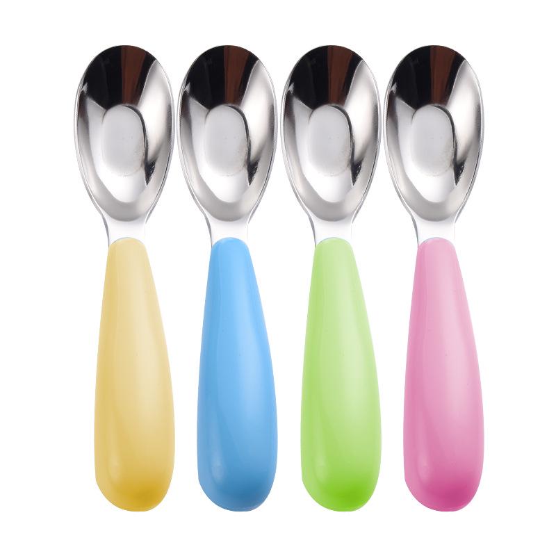 "Babytrainingslöffel aus Edelstahl 316 - Selbstständiges Füttern mit kleinem Kopf"