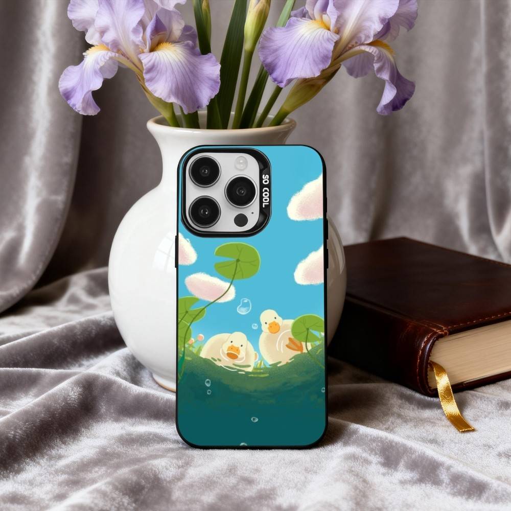 Cute D-Doubao D-Duck Phone Case For iPhone17,16,15,14,13,12,11 Plus,Pro Max Black Candy silver phone case