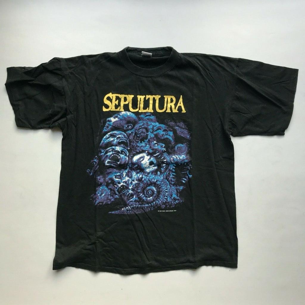Vintage Sepultura Chaos AD AD Blue Grape licence T-shirt
