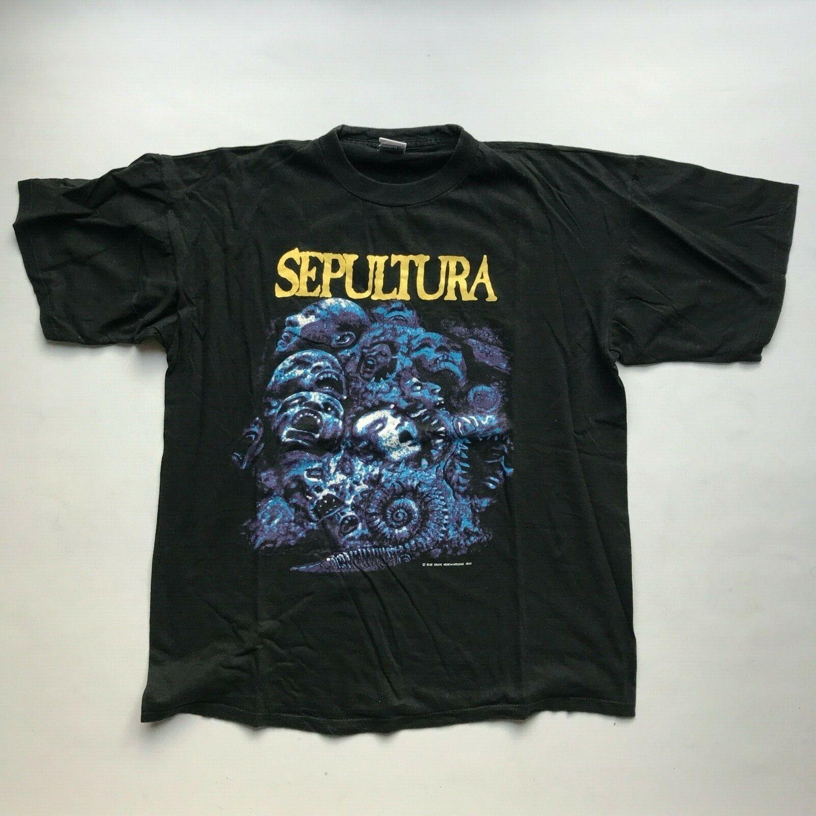 Vintage Sepultura Chaos AD AD Blue Grape licence T-shirt S