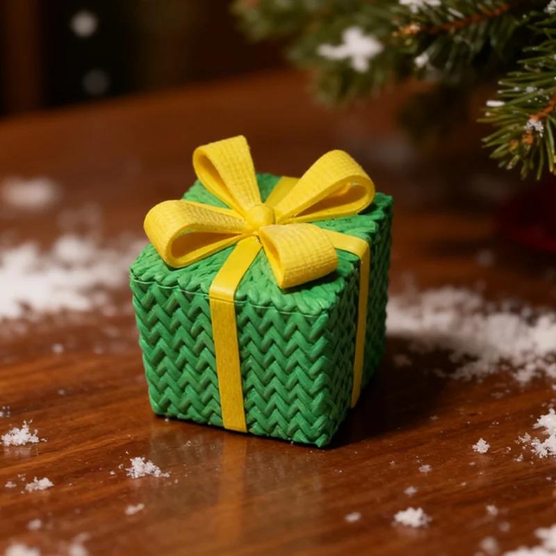 1 Stück Mini-Größe Weihnachtsgeschenkboxen mit Schleifendeckel Geschenkboxen für Weihnachtsdeko Außen Innen, Geschenkbox Neujahrsgeschenke Ornament