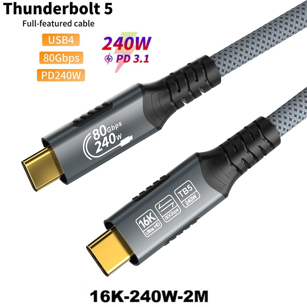 8K USB4 Type C Cable 40Gbps 240W PD3.1 QC4.0 For Samung Thunderbolt 4 Fast Charging Cable Thunderbolt3 USB C to C Data Transfer
