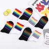 Instime Unisex Stripes Mid Men Socks Harajuku Colorful Funny Socks Men 1 Pair Kawaii Rainbow Color