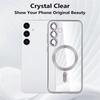 Plating Clear Wireless Cover For Samsung Galaxy S24 S23 S22 S21 S20 FE Ultra Plus Case Note 20 Ultra MagSafe Weak Magnetic