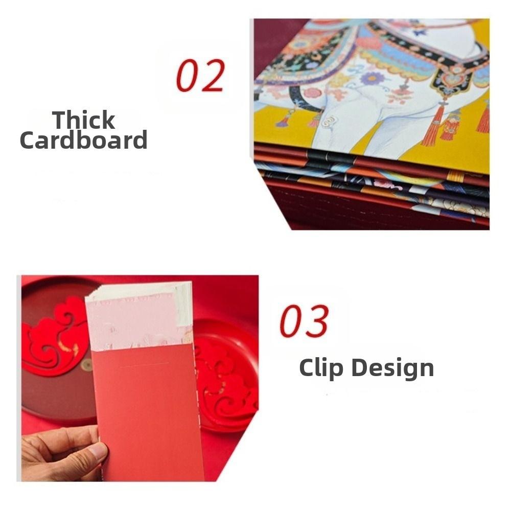 6pcs Cartoon Money Envelope Horse Year Design Lucky Red Pockets Gift Envelopes Wedding