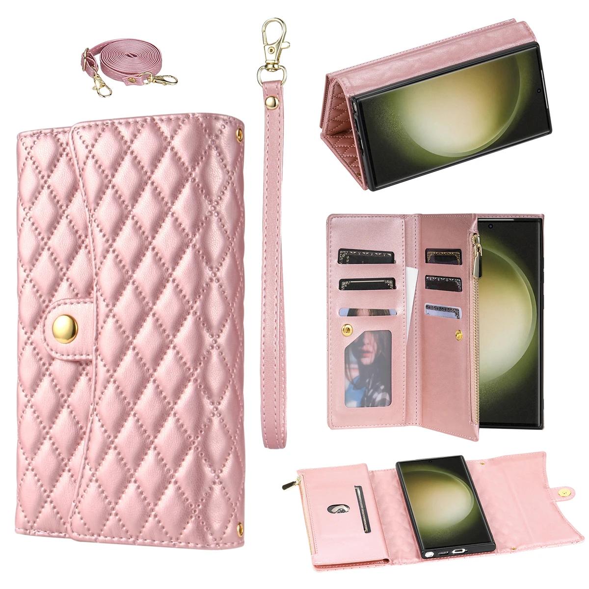 

Crossbody Leather Case For Samsung Galaxy A16 A36 A56 A06 A15 A25 A35 A55 A14 A24 A34 A54 A13 A23 A33 A53 A05S A04S Wallet Cover For Galaxy A32 4G рожевий
