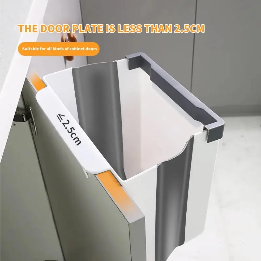 Lixeira dobrável para cozinha, lata de lixo montada na parede, lata de lixo montada na porta do armário da cozinha, lata de lixo dobrável para veículos
