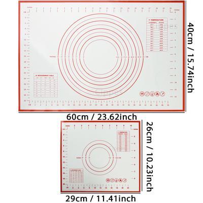 Silicone Pastry Mat with Measurements, Reusable Non-slip Non-stick Baking Mat for Rolling Dough, Fondant /Pizza Mat, Counter Mat