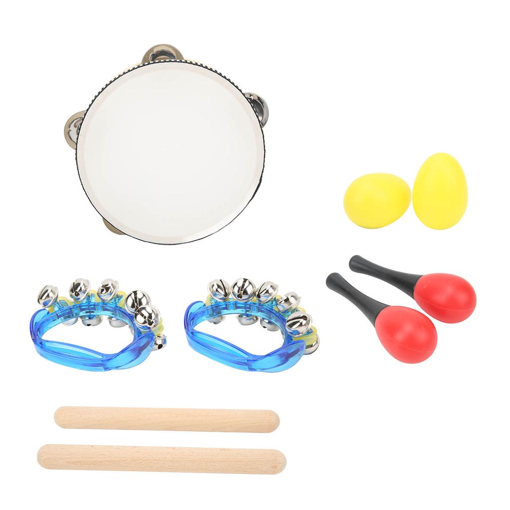 Kids Musical Instruments Set Hand Drum Egg Shaker Rumba Shaker Rattle Hand Jingle Bell Rhythm Stick Kit for Children
