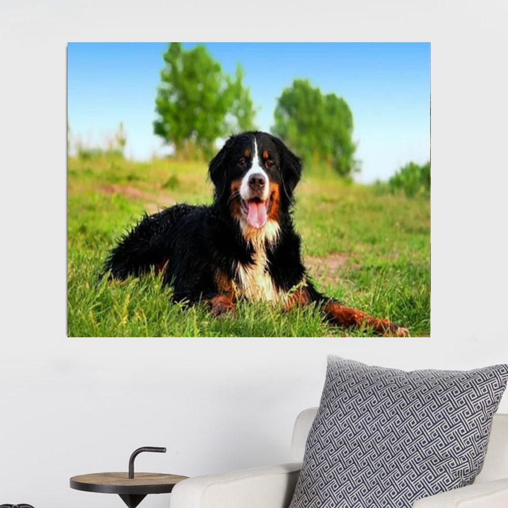 

Huacan 5D вышивка картины черная собака горный хрусталь наклеена DIY Алмазная картина вышивка крестом Full square 25*30 cm