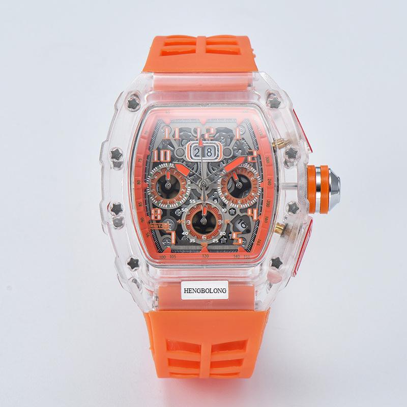 2025new Spot, Six-pin Multi-functional Running Second Engraving Hollow Quartz Watch, Unisex Watch
