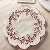 Yousheng Embroidered Placemat Washable Durable Canvas Dining Mat 38cm Olive Branch Embroidery Table Mat Heat Resistant Non-Slip Table Protector for