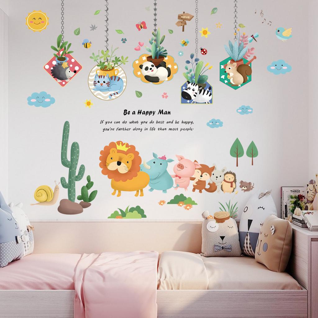 Kids Room Wall Stickers Cartoon Nursery Decoration Self Adhesive Removable Decor for Kindergarten Baby Bedroom Classroom