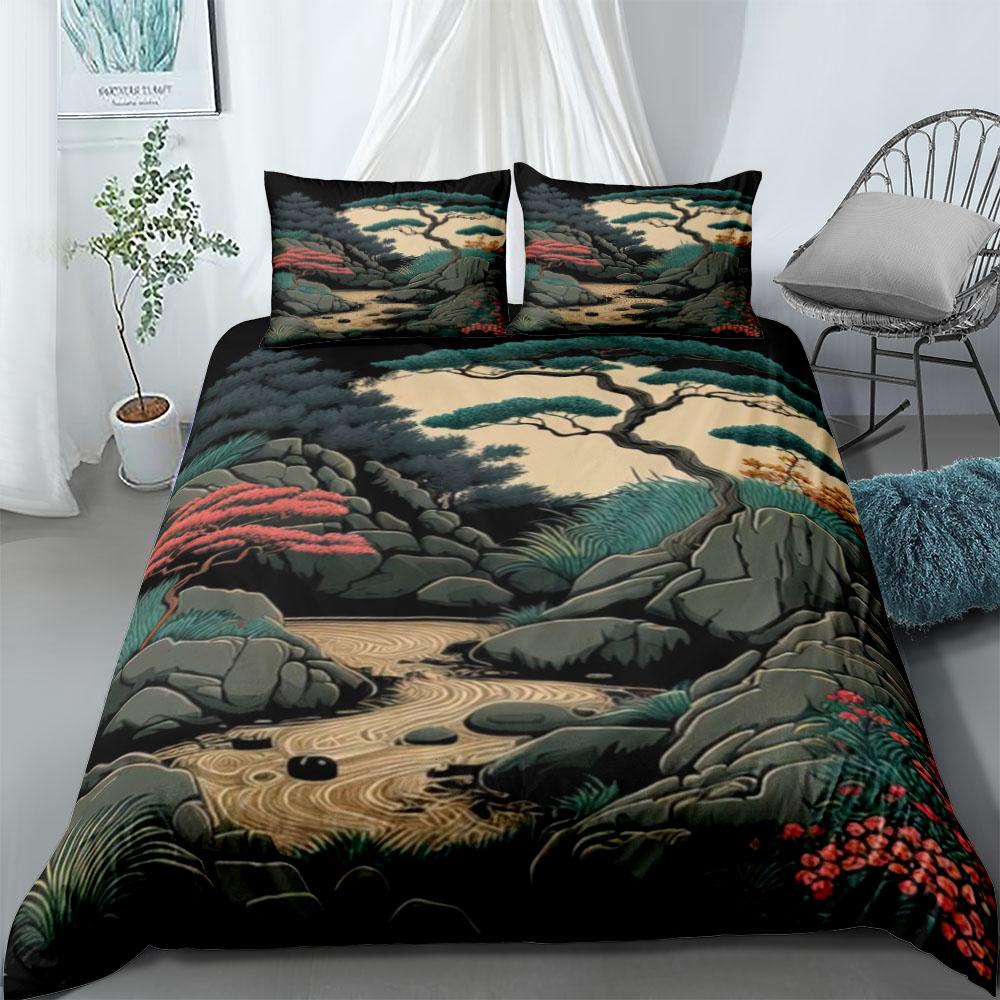 Ukiyo Tree Duvet Cover Set UK Single Double Queen US Twin Full King Size  Bed Linen Set