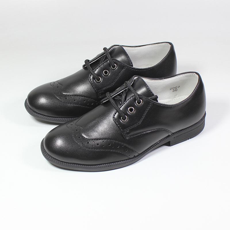 

Children Kids Leather Flats Toddler Little Big Boys Lace Up Classic Style Fashion Leather Dark Black Plaid Wedding Stage Shoes 34