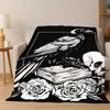 Gothic Raven Crow Skull Cartoon Flannel Blanket Soft Warm Blanket Throw Blanket for Bedroom Living Room Bed Travel Camping Gift