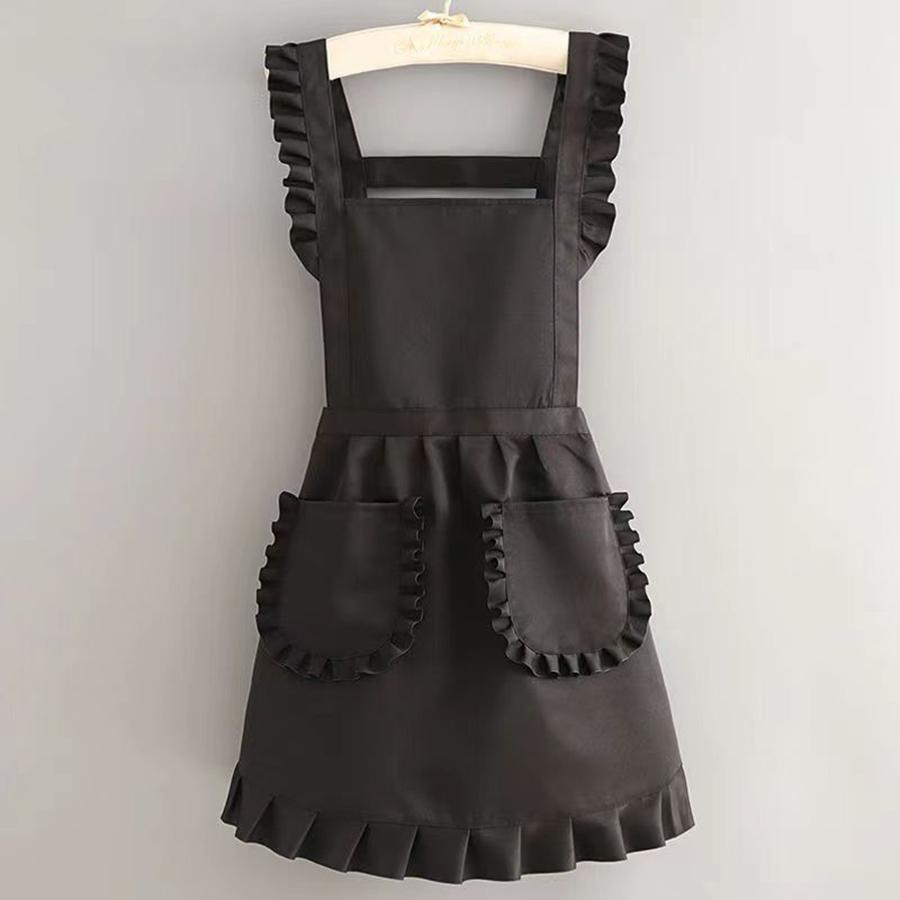 1 Stylish Korean Fashion Apron Princess Apron Canvas Waterproof Dining Apron With Pockets Polyester Apron For Women Simple S