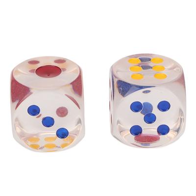 2Pcs Dice Plastic Transparent Waterproof Antioxidant Number Dots 6 Sided Dice for Board Games