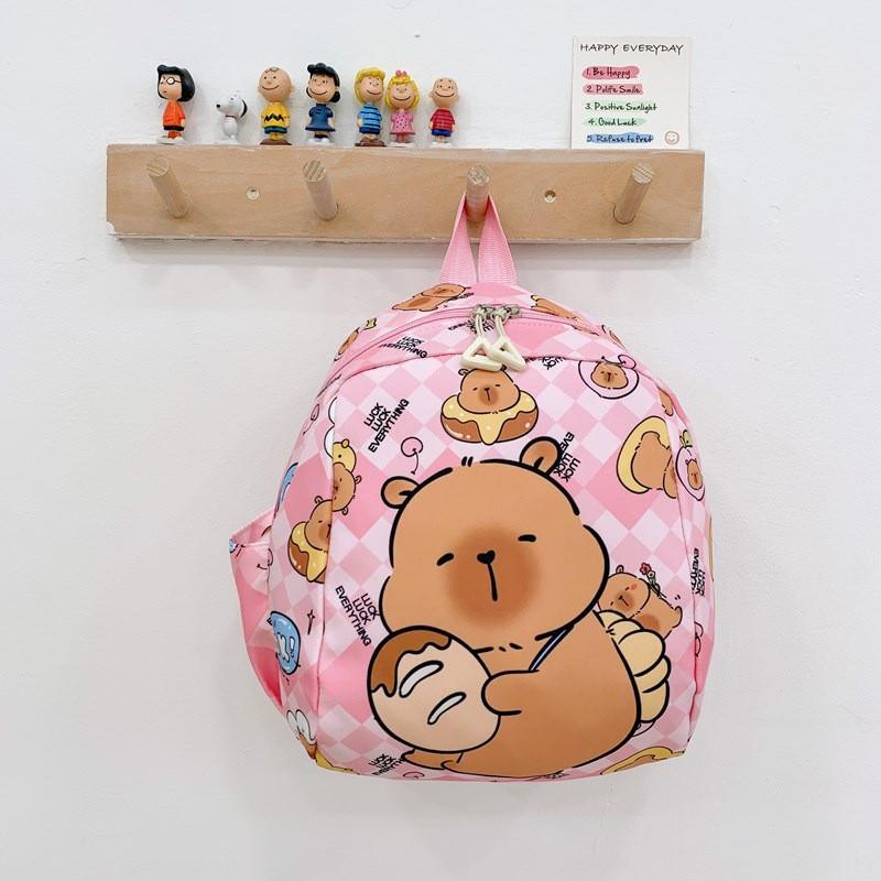 Backpack Children Capybara Zipper Design Adjustable Shoulder Schoolbag Straps