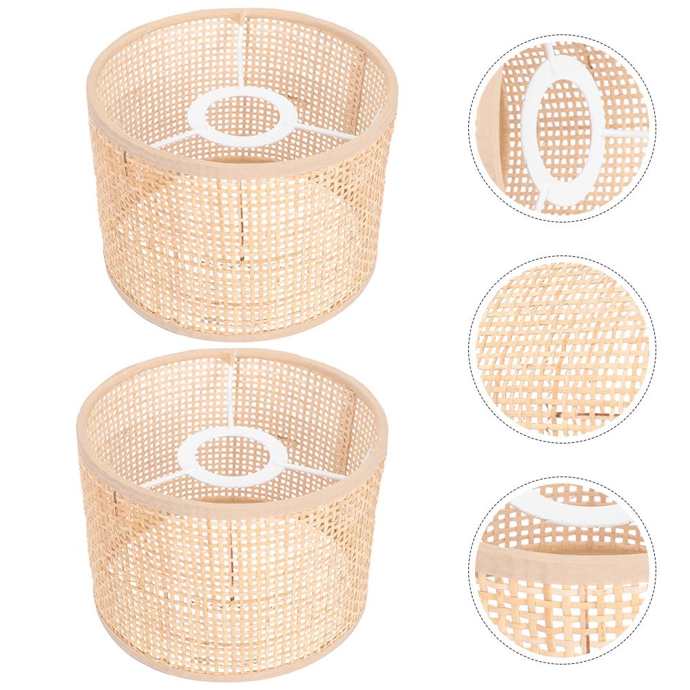 

Woven Lampshade Rattan Grid Real (16*12 Squares) 2pcs Shades Replacement Pendant Light Bamboo for Restaurant Candlesticks коричневий