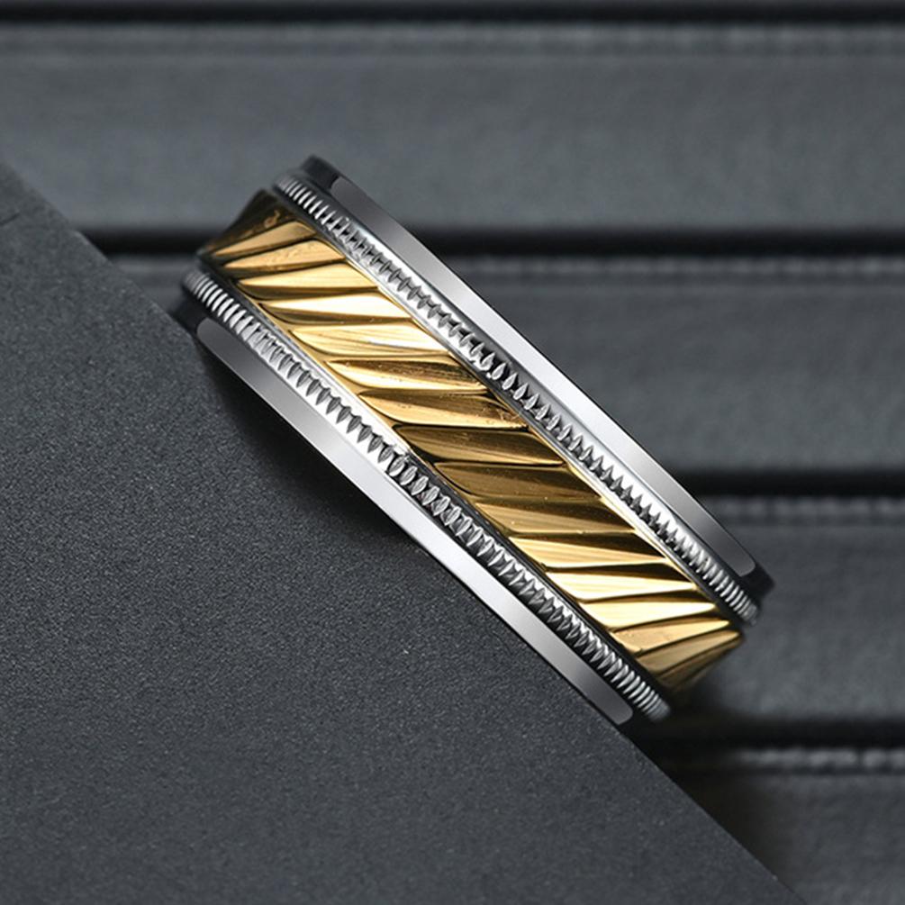 Simple 8mm Fashion Gold&Silver Color Stainless Steel Rings Classic Engagement Wedding Rings for Women and Men Jewelry