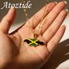 Atoztide Custom Name Necklace for Women UV Printing National Flag Map Pendant Chain Stainless Steel Jewelry Personalized Gift