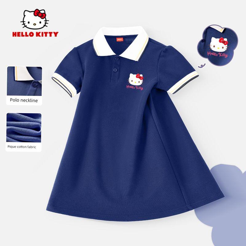 Hellokitty Girls' Skirt Summer Little Girl Pink Princess Dress Children's Clothing Summer Dress Kids Polo Dress