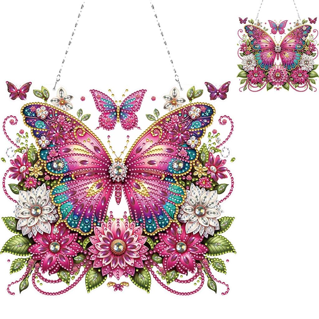 2D/Flat DIY Diamond Painting Set Diamond Painting Hanging Pendant Rhinestone Diamond Art Window Pendants for Garden Window Decor