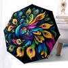 1pc Colorful Peacock Feather Mandala Umbrella with Plastic Handle,Suitable for All Seasons Home Travel Outdoor UmbrellaB1611