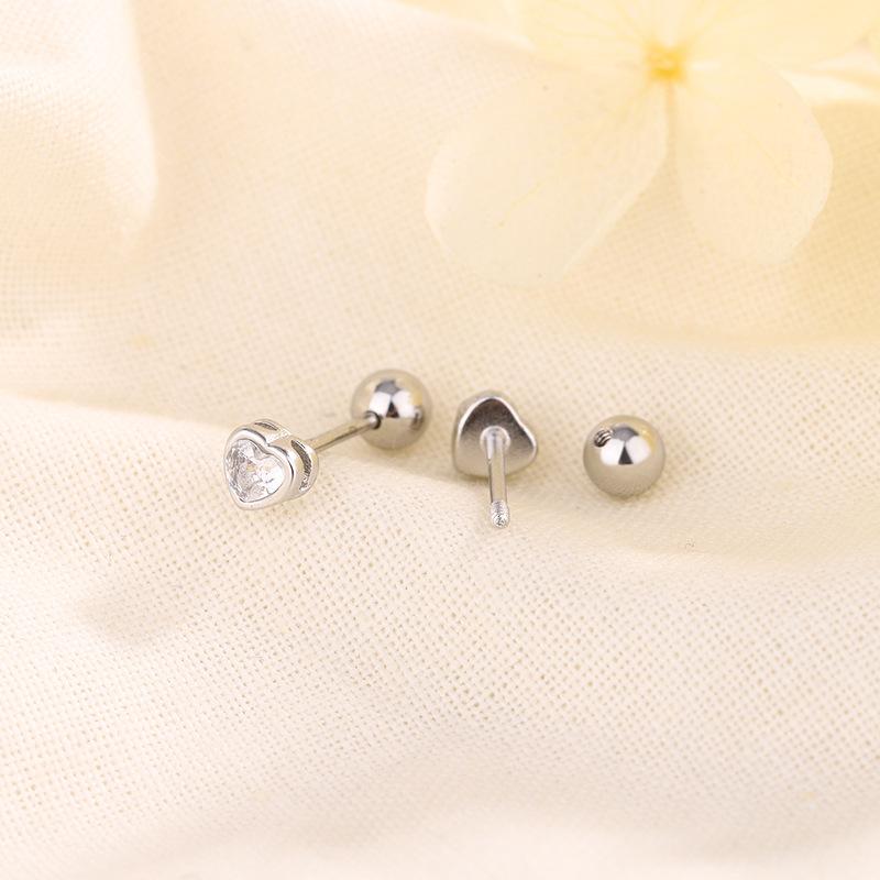 Minimalist Tiny Heart Cartilage Earring Screw Back Studs Small Delicate Jewelry For Women