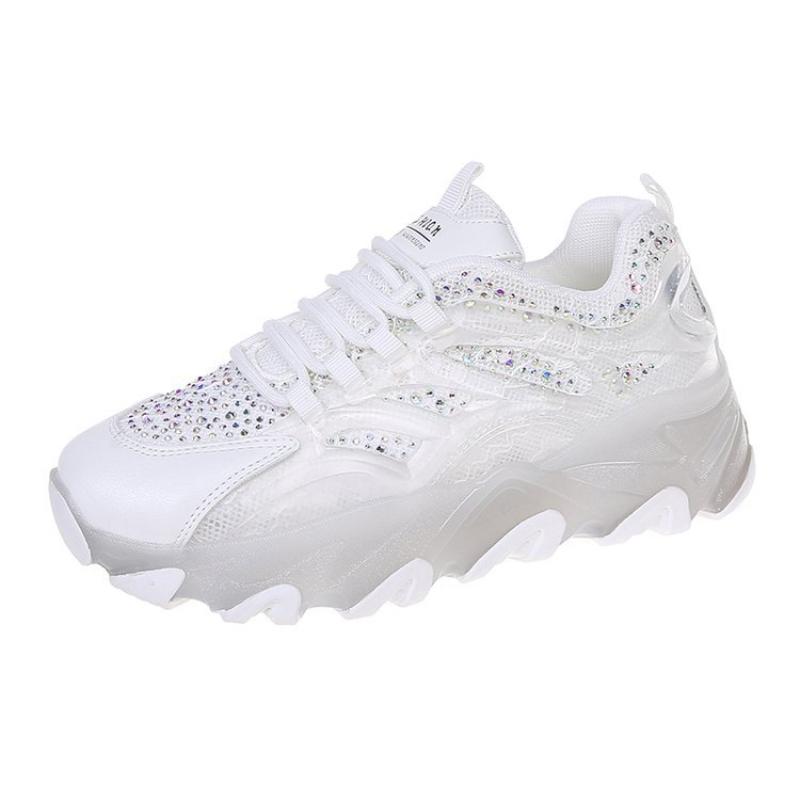 Summer 2025 Woman Sneakers Mesh Rhinestone Shoe Breathable Casual Platform Shoes Female Vulcanize Shoes Sports Wedges Shoes