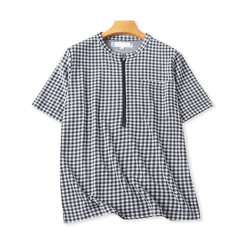 

Foreign Trade Stand Collar Plaid Shirt Summer New Loose Casual Women s Pullover T-shirt Slimming Short Sleeve Top 10314 Lattice S