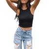 Camiseta sin mangas acanalada para mujer, chaleco corto informal blanco de verano para Fitness, Top corto sexi tejido con hombros descubiertos en colores caramelo