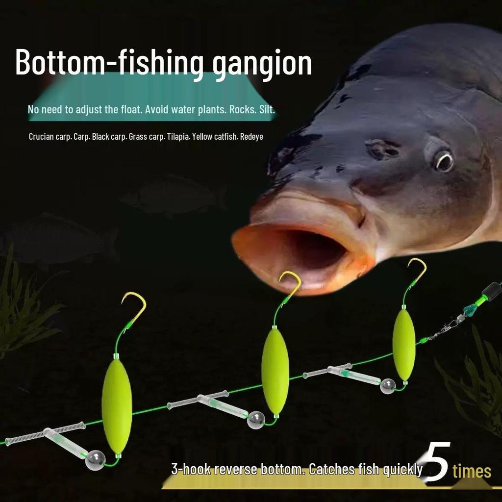 Anti-Tangle Bottom Fishing Rig with Three Hooks - Sabiki Finished, Anti-Current Iseama Reverse Leader.