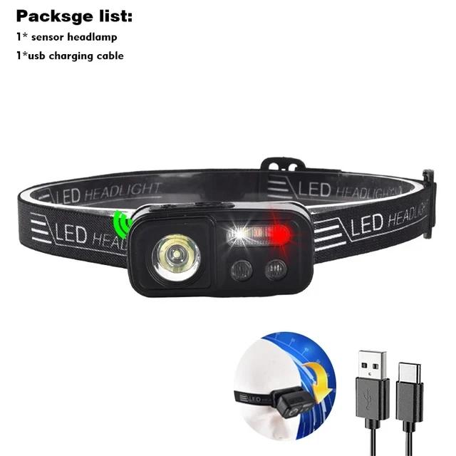 High Powerful LED Induction Headlamp XPE+COB Flashlight USB Rechargeable Camping Fishing Search Light Waterproof Headlight