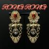 Medieval Earrings Vintage Court Style Drop Glaze Enamel Color Camellia Stud Earrings Plated 24k Gold
