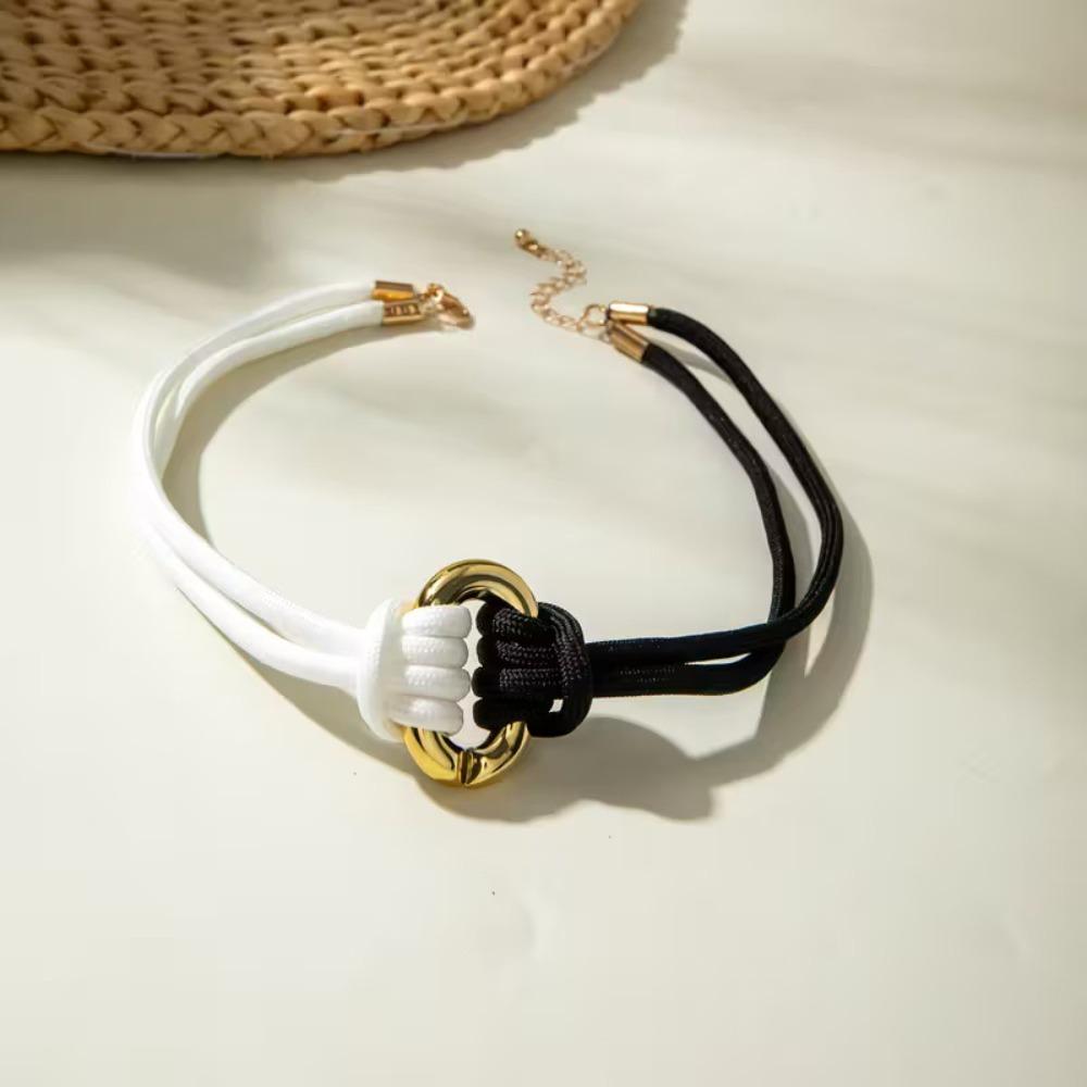 Two-Tone Braided Rope Necklace Adjustable Knotted Necklace Adjustable Choker Necklace Party Outfit