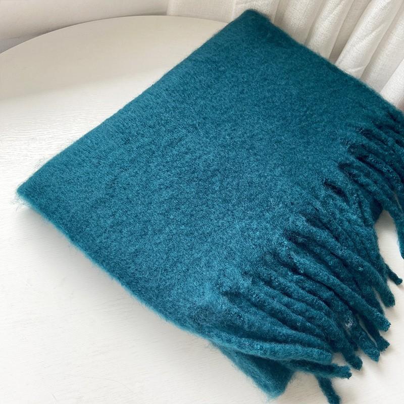 Versatile soft waxy solid color imitation cashmere fringed scarf women's winter lengthened warm thickened scarf shawl