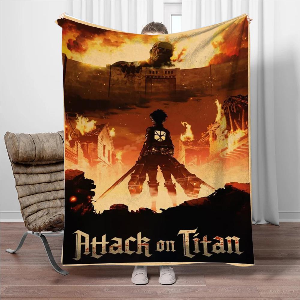 Vintage Japanese Anime Attack-on-Titan Flannel Blanket Soft Warm Throw Nap Blanket For Sofa Office Bed Office Camping Travelling