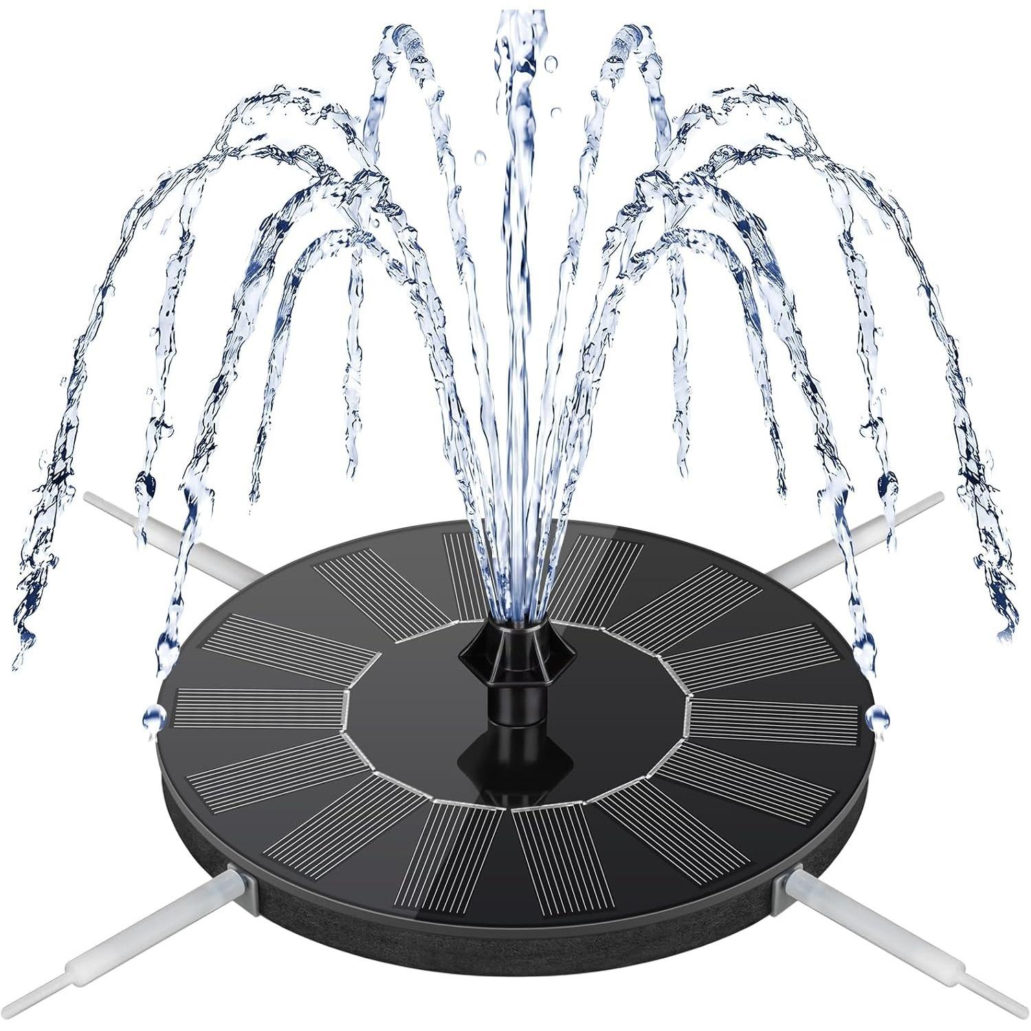 Mademax Solar Bird Bath Fountains, Upgrade 1.4W Solar Fountain Pump with 8 Nozzles & 4 Brackets, Free Standing Floating Solar Powered Water чёрный