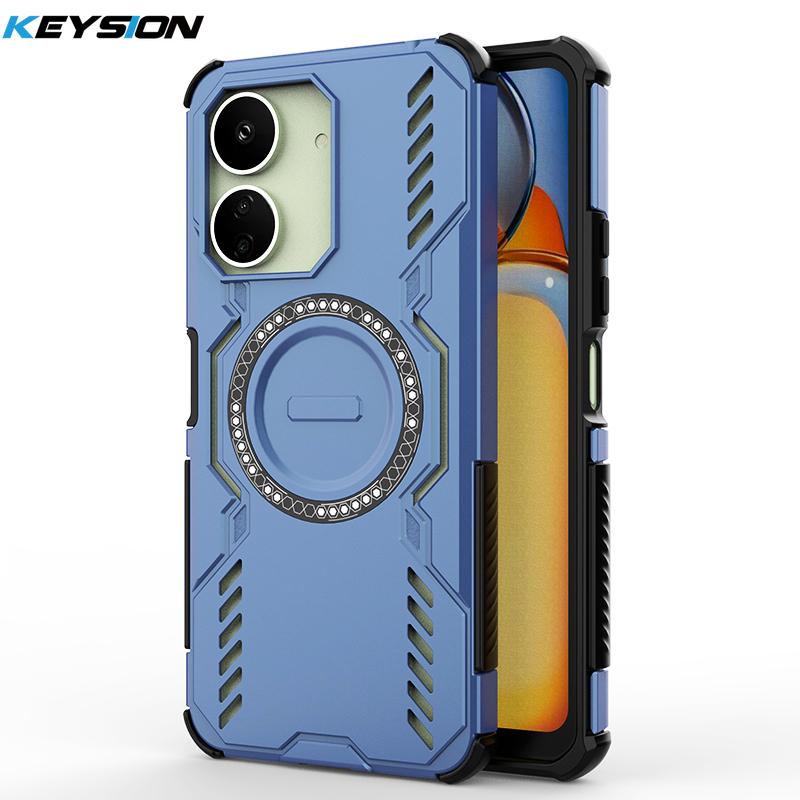 KEYSION Hollow Heat Dissipation Case for Redmi 13C 4G 5G Silicone+PC Magnetic Cooling Shockproof Phone Cover for Xiaomi POCO C65