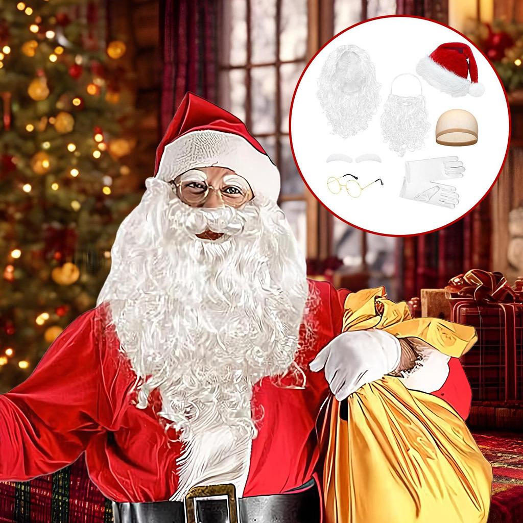 Santa Beard And Eyebrows Christmas Party Cosplay Costume Supplies Christmas Role Play Accessories For Men Women Youth Family Son