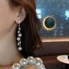 Korean Dongdaemun Long Pearl Fashion Earrings: Elegant Dangle with Versatile Silver Studs